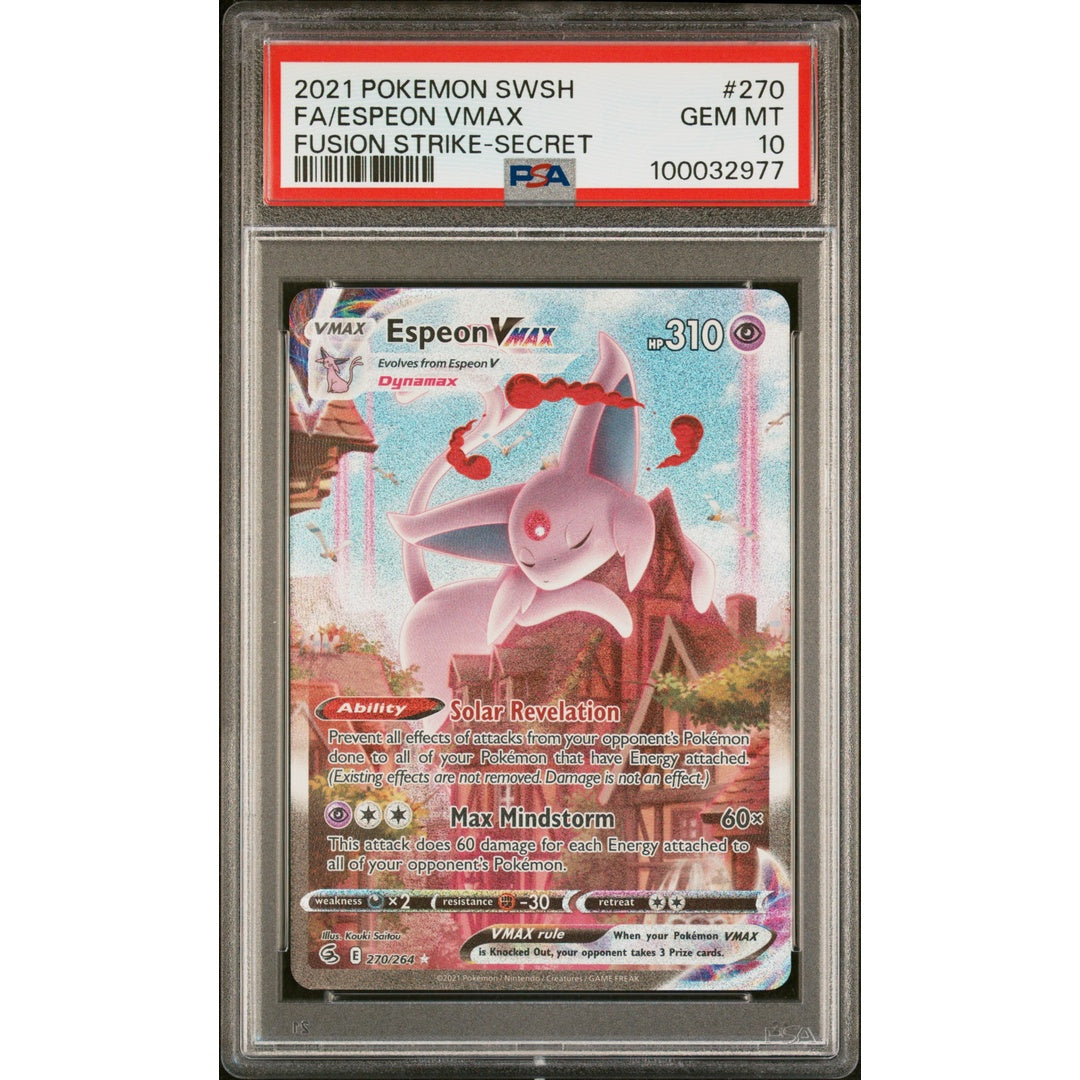 2021 POKEMON SWORD & SHIELD FUSION STRIKE #270 FA/ESPEON VMAX FUSION STRIKE-SECRET PSA 10
