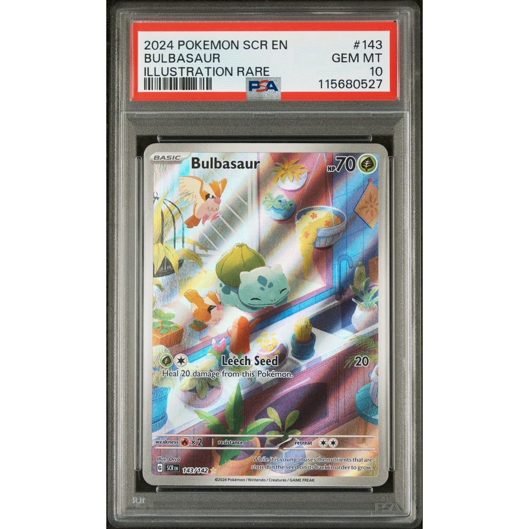 2024 POKEMON SCR EN-STELLAR CROWN #143 BULBASAUR ILLUSTRATION RARE PSA 10