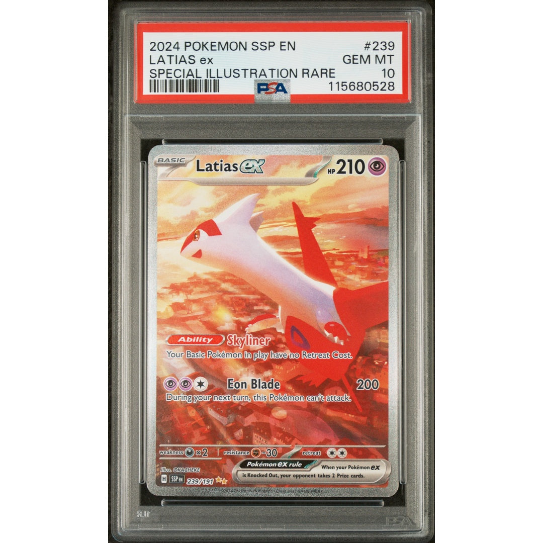 2024 POKEMON SSP EN-SURGING SPARKS #239 LATIAS ex SPECIAL ILLUSTRATION RARE PSA 10