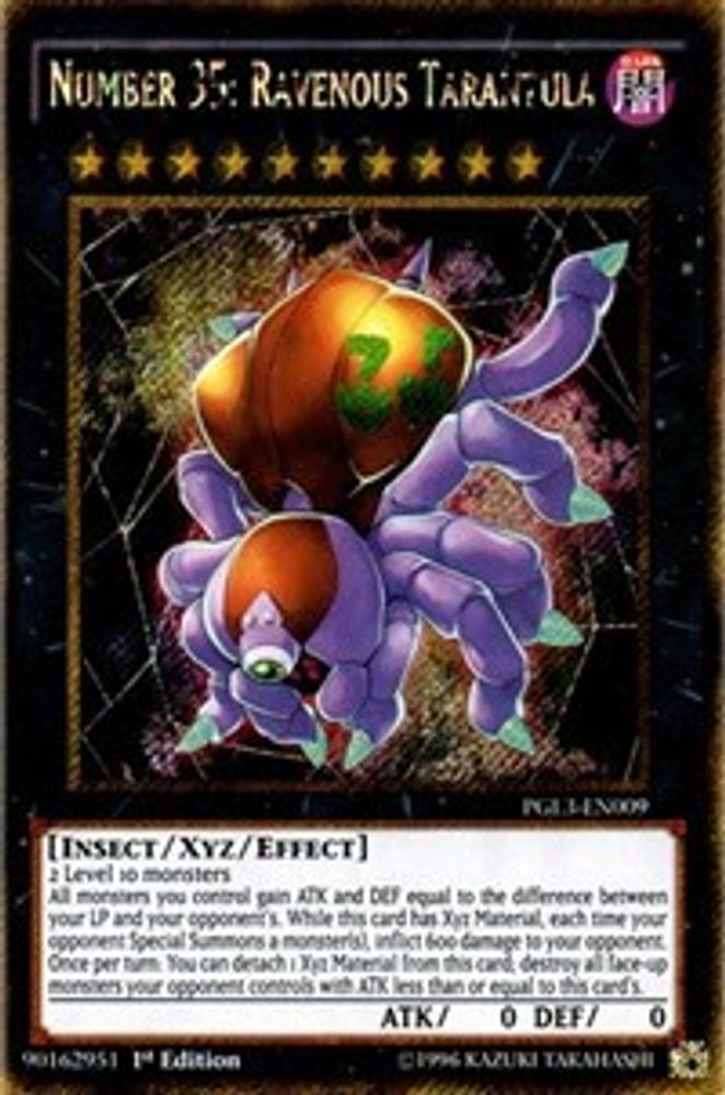 Number 35: Ravenous Tarantula (PGL3-EN009) Gold Secret Rare  1st Edition