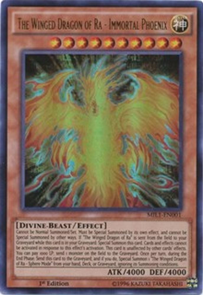 The Winged Dragon of Ra - Immortal Phoenix (MIL1-EN001) Ultra Rare  1st Edition