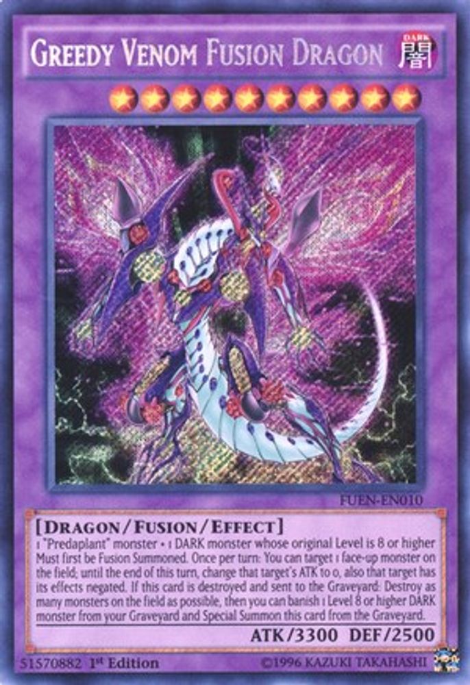 Greedy Venom Fusion Dragon (FUEN-EN010) Secret Rare  1st Edition