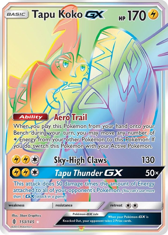 Tapu Koko GX (Secret) (153/145) - Holofoil - Secret Rare