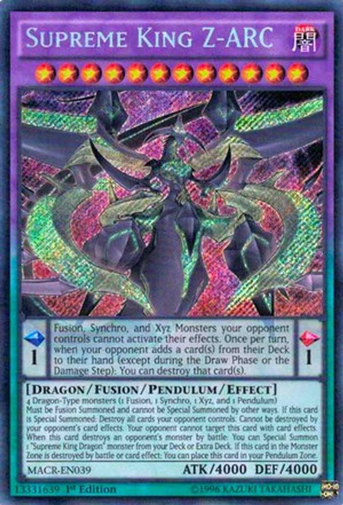 Supreme King Z-ARC (MACR-EN039) Secret Rare  1st Edition