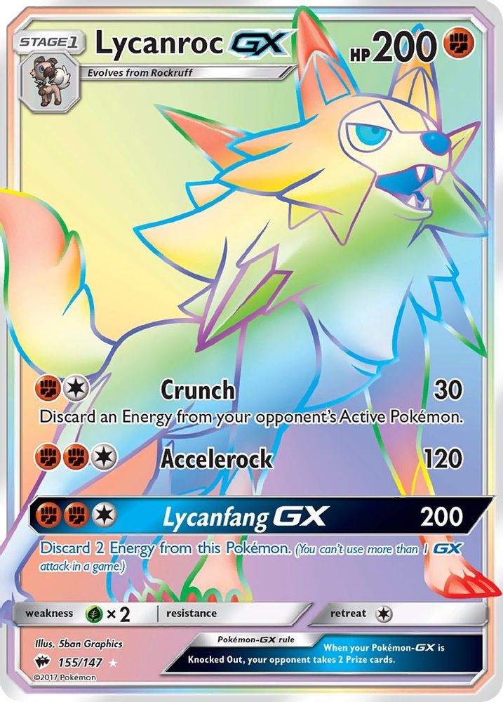 Lycanroc GX (Secret) (155/147) - Holofoil - Secret Rare