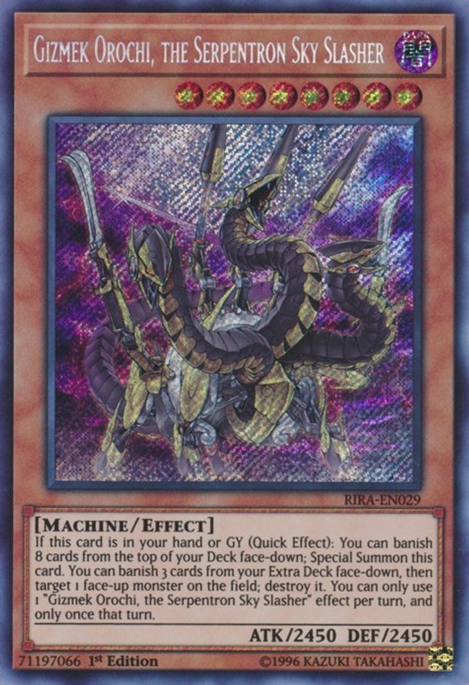 Gizmek Orochi, the Serpentron Sky Slasher (RIRA-EN029) Secret Rare  1st Edition