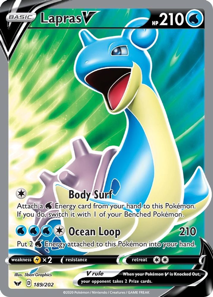 Lapras V (Full Art) (189/202) - Holofoil - Ultra Rare