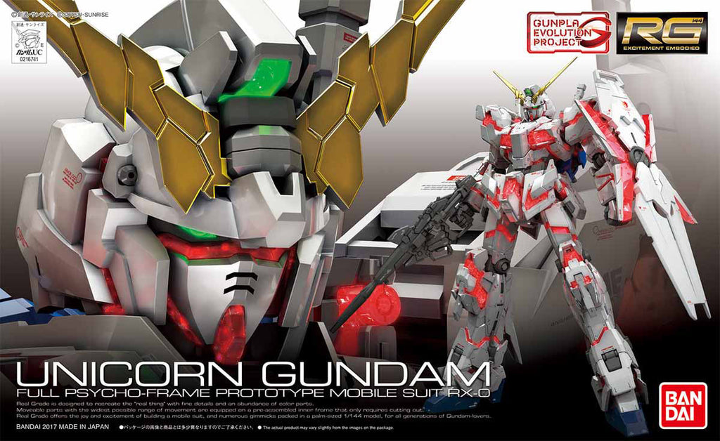 Gundam 1/144 RG #25 RX-0 Unicorn Gundam (Full Psycho Frame) Model Kit
