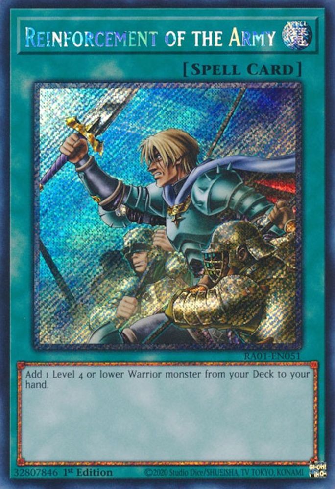 Reinforcement of the Army (Platinum Secret Rare) - RA01-EN051 Platinum Secret Rare 1st Edition