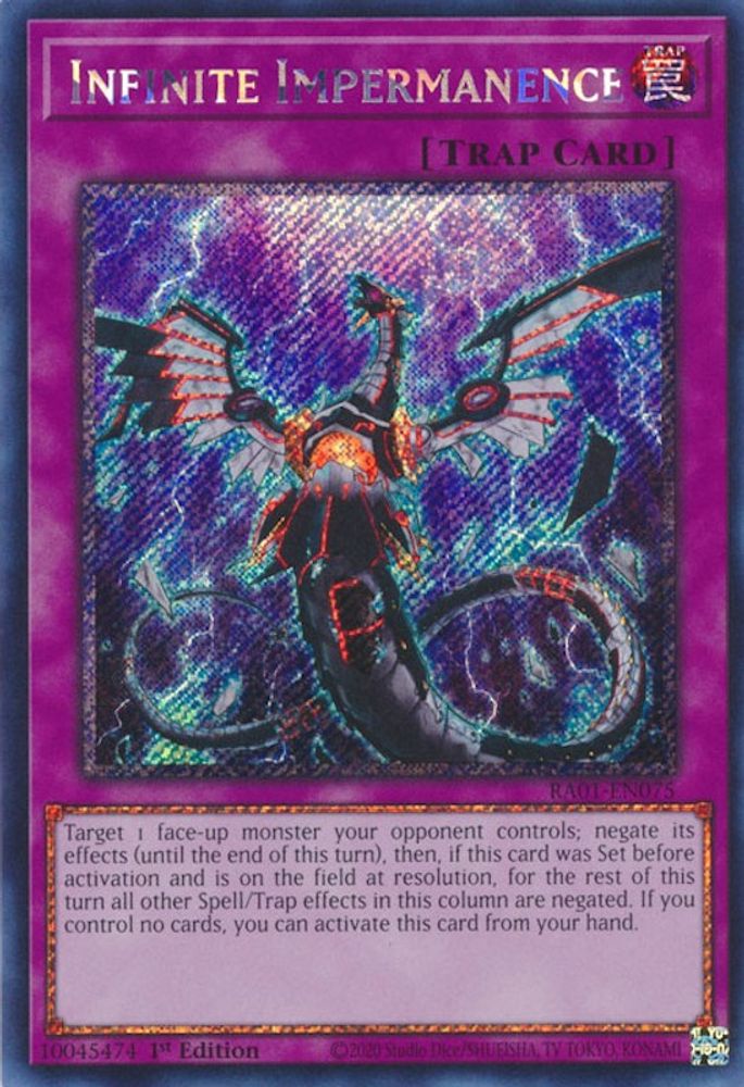 Infinite Impermanence (Platinum Secret Rare) - RA01-EN075 Platinum Secret Rare 1st Edition