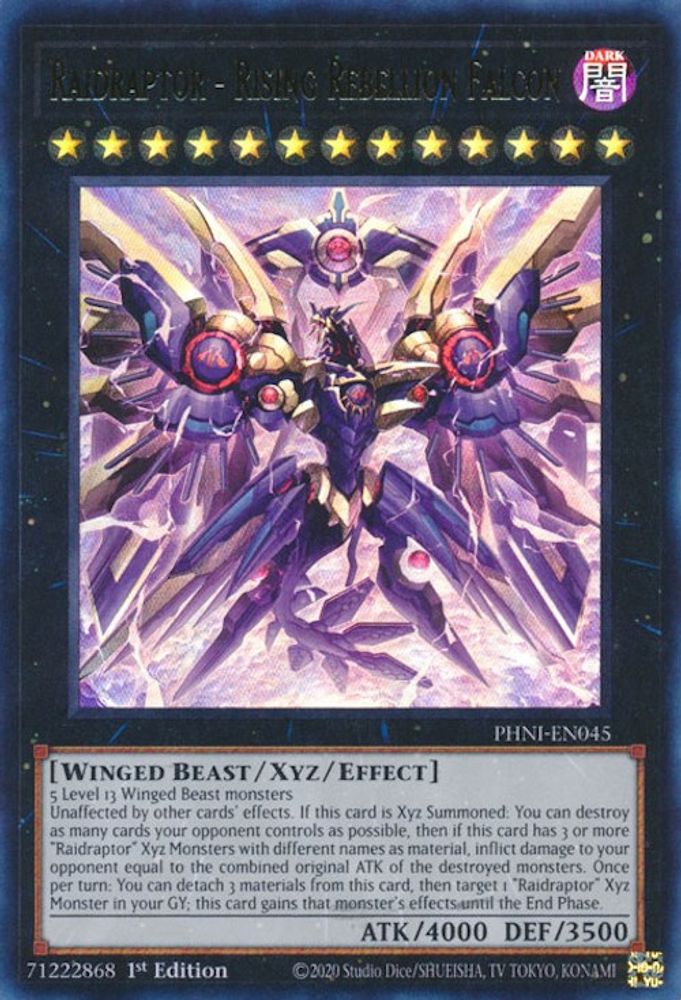 Raidraptor - Rising Rebellion Falcon - PHNI-EN045 Ultra Rare 1st Edition