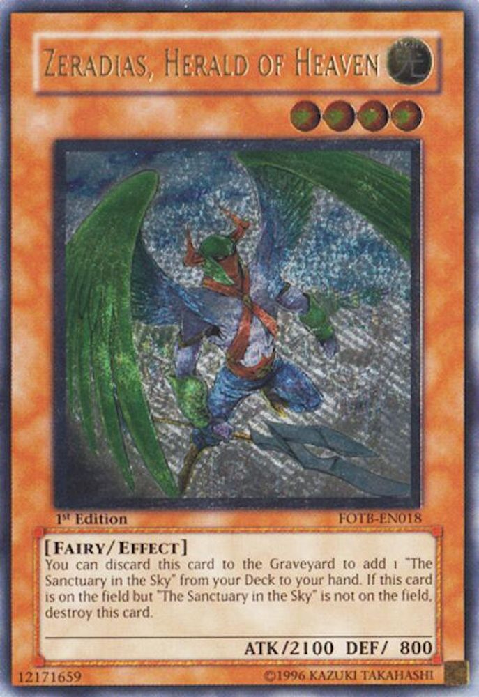 Zeradias, Herald of Heaven (UTR) (FOTB-EN018) Ultimate Rare  1st Edition