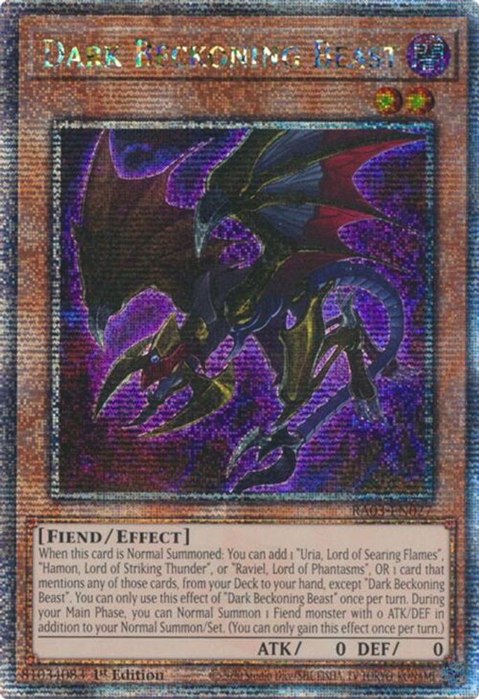 Dark Beckoning Beast (Quarter Century Secret Rare) - RA03-EN027 Quarter Century Secret Rare 1st Edition
