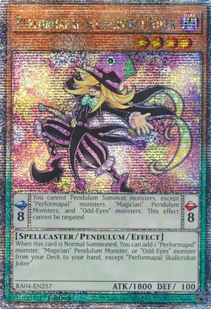 Performapal Skullcrobat Joker (Quarter Century Secret Rare) - RA04-EN257 Quarter Century Secret Rare 1st Edition