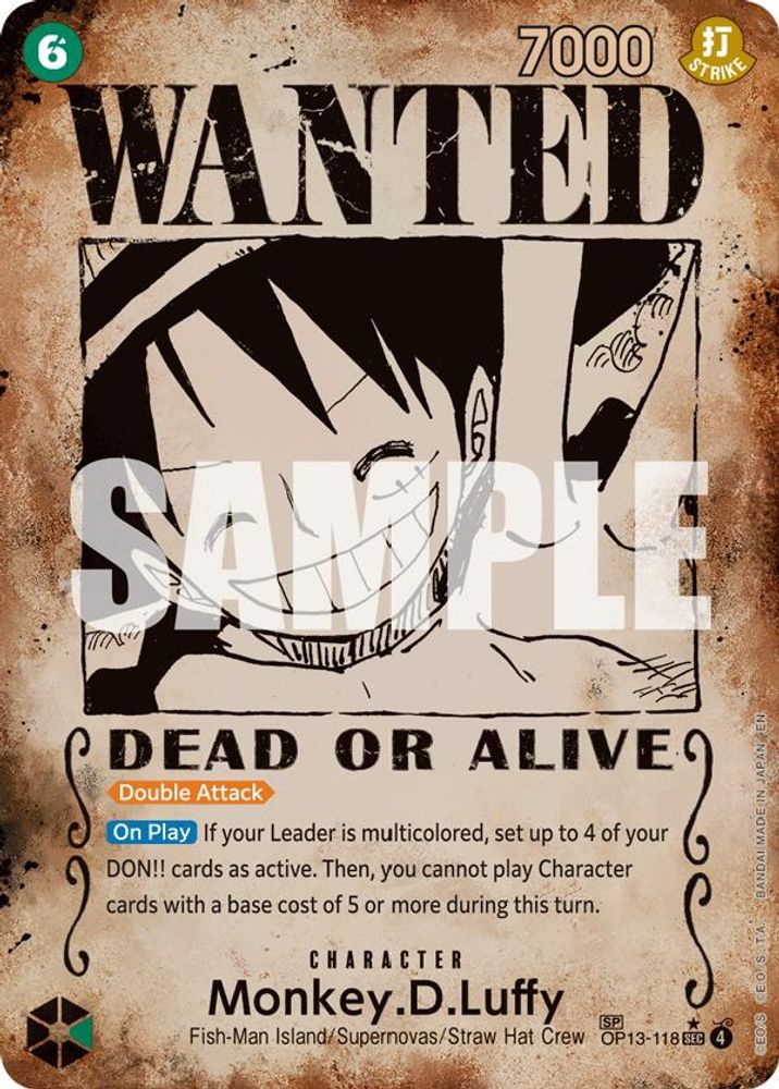 Monkey.D.Luffy (118) (Wanted Poster) (OP13-118) - Carrying On His Will Foil