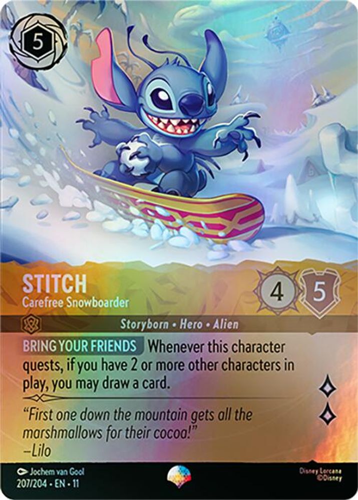 Stitch - Carefree Snowboarder (Epic) (207/204) - Winterspell Holofoil
