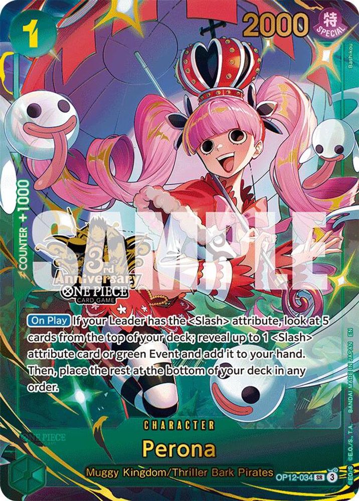 Perona (Japanese Version 3rd Anniversary Set) (OP12-034) - One Piece Promotion Cards Foil