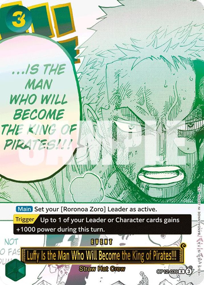 Luffy Is the Man Who Will Become the King of Pirates!!! (Japanese Version 3rd Anniversary Set) (OP12-039) - One Piece Promotion Cards Foil