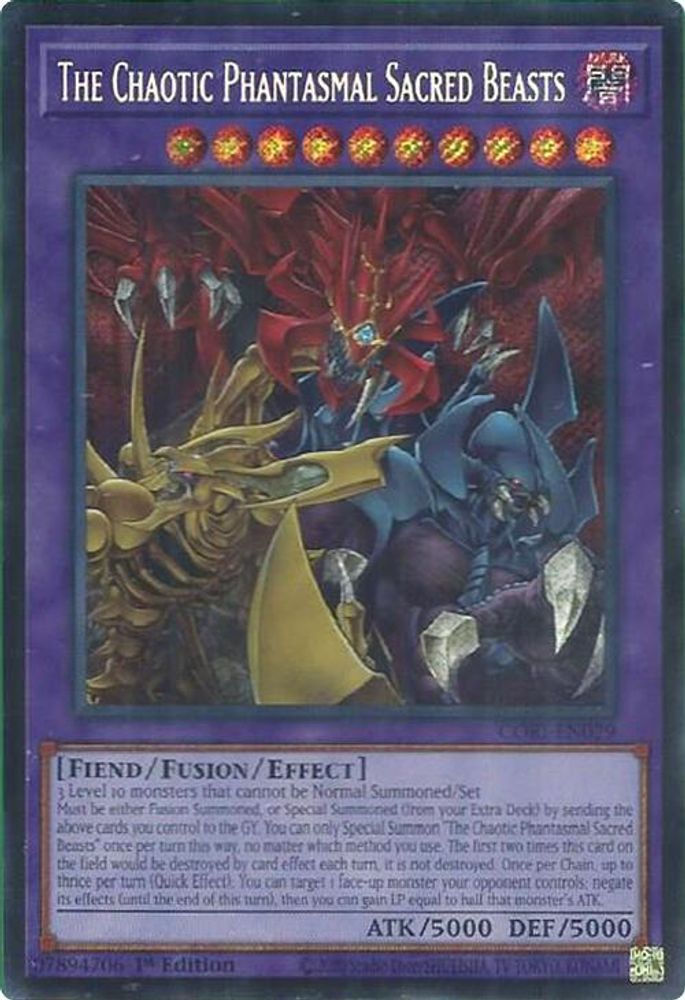 The Chaotic Phantasmal Sacred Beasts (Secret Rare) - CORI-EN029 Secret Rare 1st Edition