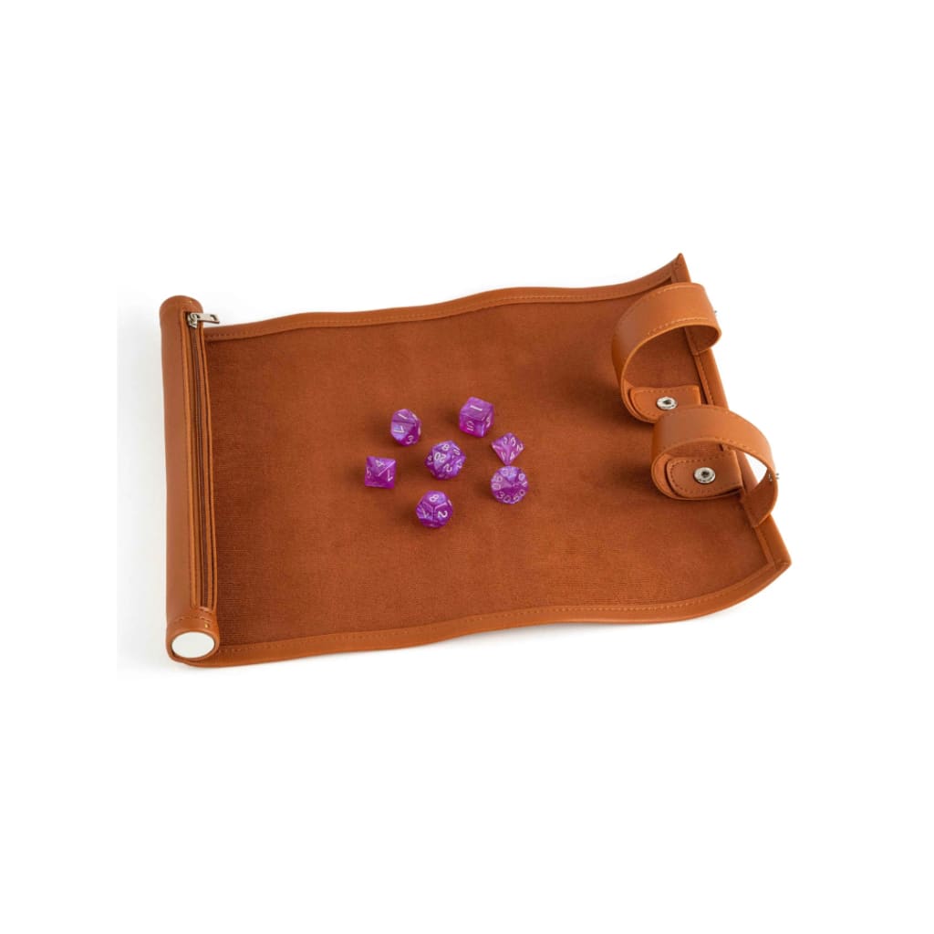 Dice Scroll Rolling Mat and Carrying Case - Leather