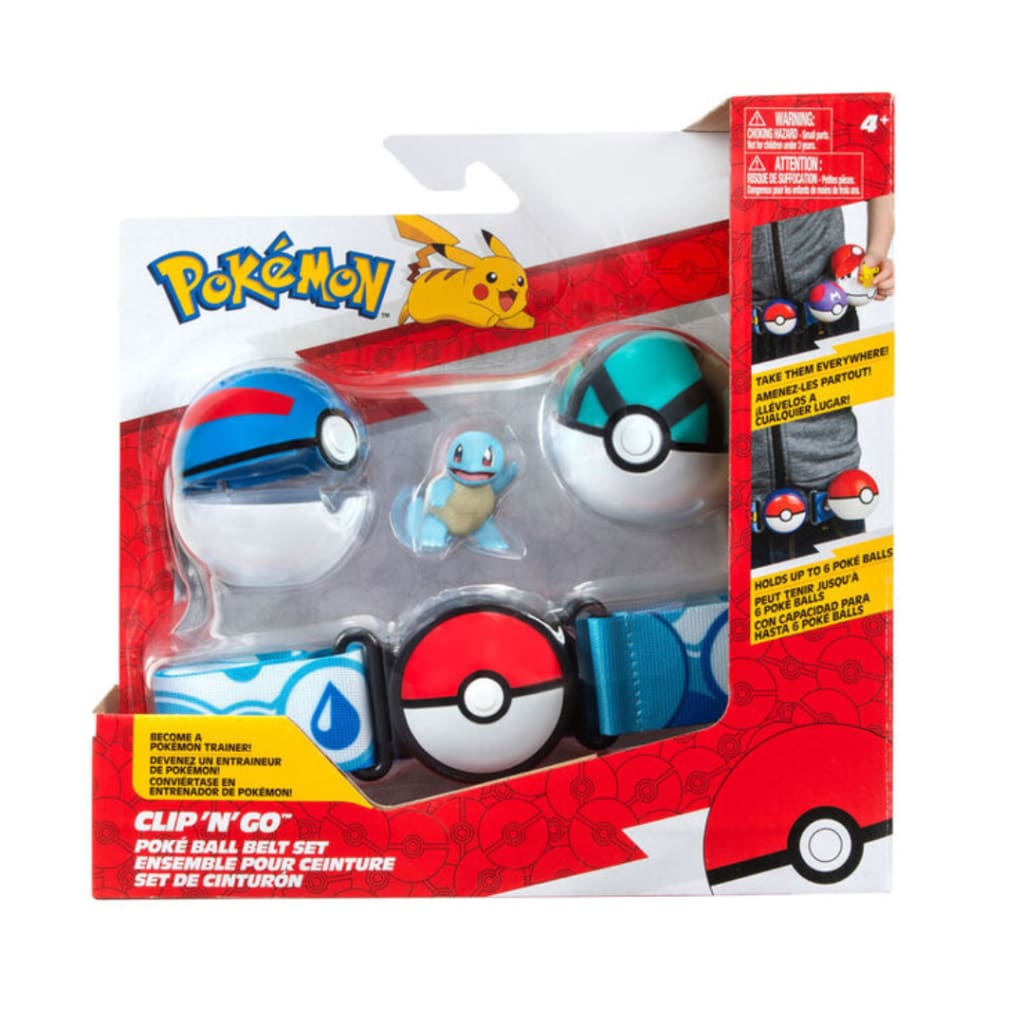 Pokemon Clip 'N' Go Belt Set - Squirtle + Great Ball and Net Ball
