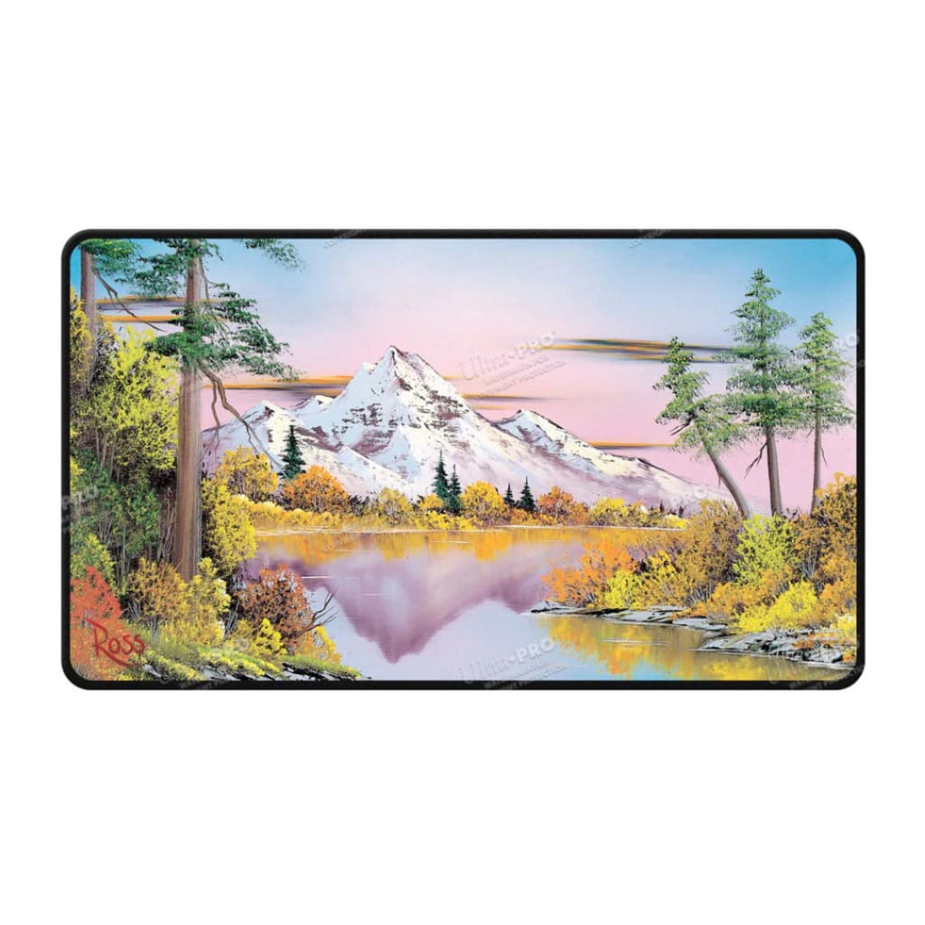 Ultra Pro Bob Ross Mighty Mountain Lake Black Stitched Playmat